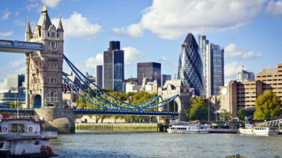 London skyline seen from the River Thames